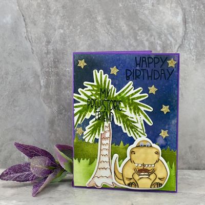 Happy Birthday, Prehistoric Friend 
dinopudgie28, island2stamp, border dies, star dies, spinner2stamp, TSOL papers and inks
