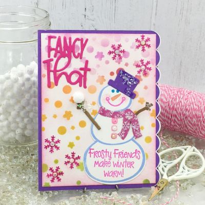 Fancy That
Fancy That Word Dies, Ribbon Edge Card Die, Snow Stencil, snowman2build, TSOL papers & inks
