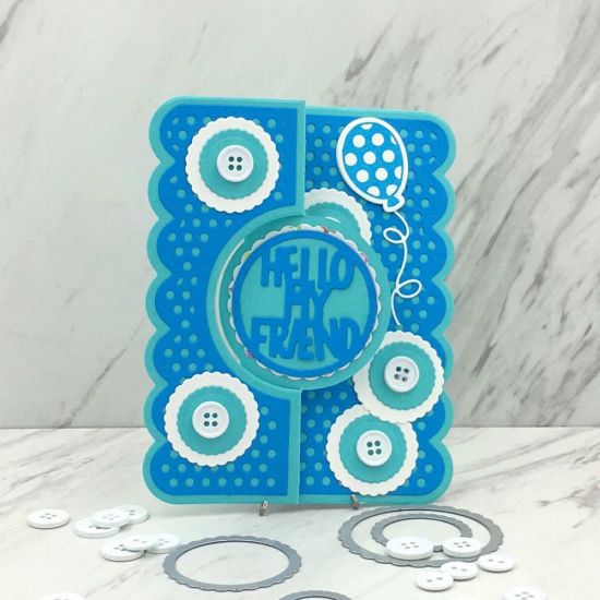 Hello My Friend
Scallop Edge Circle Flip-it Die Set, Hello My Friend Circle Die Set-2pack, balloons2cut, TSOL papers  
