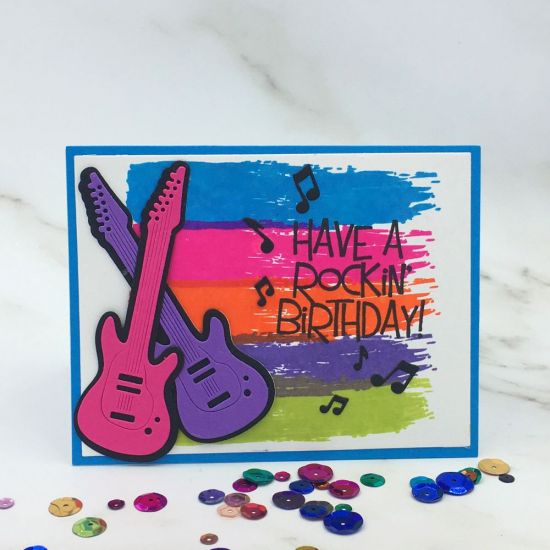 Rockin Birthday 
Keywords: Guitar dies, guitars2play, brushstrokes2stamp