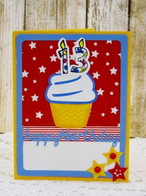 Happy 13th Birthday
Numbers4cake Stamps/Dies
Sizzix Drop-in Card Front with Script Dies
Sizzix 5x7 Circle Flip-its Card Set ( cupcake)
Sizzix Star Die
TSOL papers and inks

