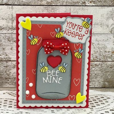 Bee Mine
jar2stamp, Stitched Rectangles, fox2stamp dies, TSOL papers, ink and embellishments 

