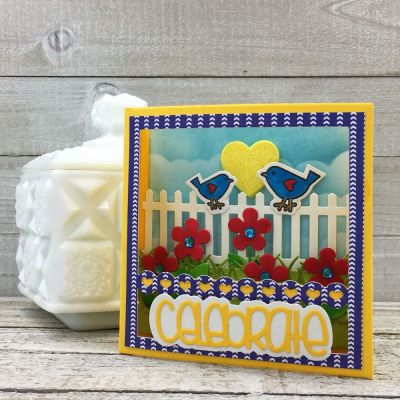 Celebrate Shadow Box
Shadow Box Die
TSOL Celebrate Die
Sizzix Square Card Front
TSOL Grass Die
Sizzix Flowers and Fence Stamp/Die Set
TSOL Heart Die
birdcage2stamp Stamp/Die Set
TSOL papers and ink

