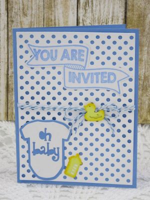 You’re Invited Double Banner
Doublebanner2stamp Stamp/Die Set
Dotted Background Die Set
Sizzix Triplits Oh, Baby 
TSOL papers & ink
