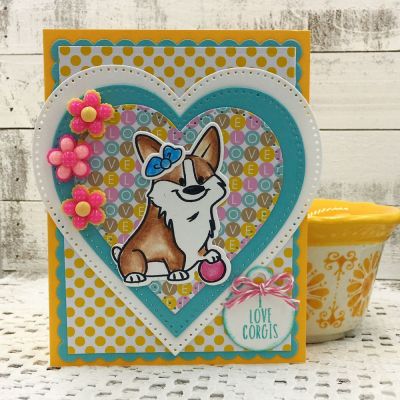 I Love Corgis
corgi2stamp, Scalloped Rectangles, Sizzix Dotted Hearts, Mini Tag Dies, TSOL papers, inks & embellishments
Keywords: HeartDies