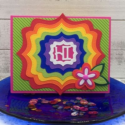 Hi!
Sizzix Dotted Fancy Frames, Sizzix Flowers and Fence stamp/die set, Quarter Flowers with Leaves,  TSOL cardstock and patterned paper
