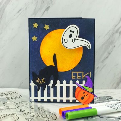 EEK!
Halloween2build, wobbler ( on ghost), Fence Die, Circle Dies, Star Dies, TSOL markers, inks and papers
