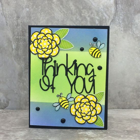 Thinking of You
Thinking of You Word Die, triplitflower2stamp, quarter flower dies, Bee4me, hive4bees, TSOL papers and inks 
