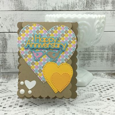 Happy Anniversary 
Sizzix Card Scallop Drop-ins, Sizzix Dotted Hearts, birdcage2stamp dies, TSOL papers
Keywords: HeartDies