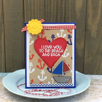 Love you to the Beach....
StephieDoll2, Card Kit Adore Heart Die, Stitched Rectangles, TSOL papers, ink, ribbon and embellishments
