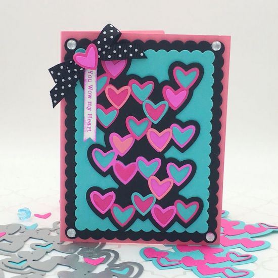 You Wow My Heart
Heart Cluster Dies, Scalloped Rectangles, Card Kit Club (sentiment), TSOL papers, ink and ribbon



