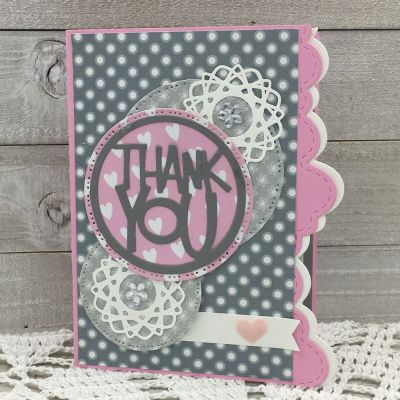 Thank You
Border Dies, TSOL Exclusive Flip-its Card Circle, Sizzix Thank You 3-D Drop-ins Die Set, TSOL papers
