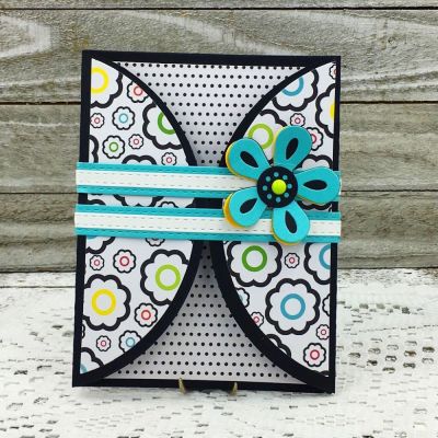 Ribbon Die Belly Band
Sizzix Half A2 Swirl Card, Sizzix Flower Die, TSOL papers
Keywords: RoundedGateFold
