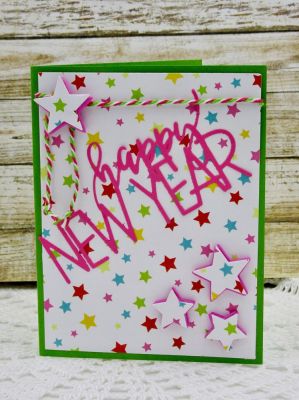 Happy New Year
Trendy Happy New Year Die
Sizzix Star Dies
TSOL papers and twine
