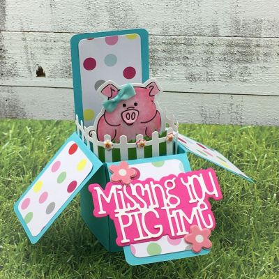  Miss You Pig Time
pigpudgie21, TSOL Exclusive Box Card, Border Dies, Fence Die, TSOL papers and ink
