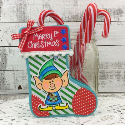Christmas Elf Stocking
elves2stamp with dies, Stocking Fold-its, minidoublebanner2stamp (1st), TSOL papers, ink, ribbon and stars
Keywords: ChristmasStockingFoldit