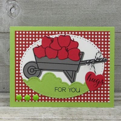 Hugs For You
Wheelbarrow2stamp stamp/dies, goodies4wheelbarrow stamp/die set, border dies, heart die, Sizzix Dotted Ovals, TSOL papers and ink
