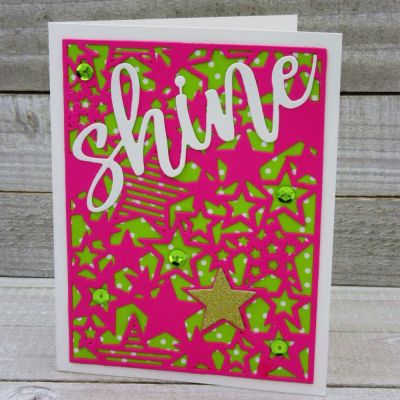 Shine Star Card Front
Sizzix Star Card Front, Shine Statement Set, TSOL papers 
