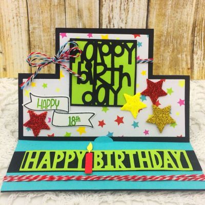 Happy 18th Birthday
Sizzix Square Stand Up
TSOL papers and ink
Sizzix star die
