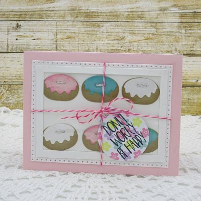 Donut Worry Box of Donuts
Sizzix Tags & Words & Stamps & Dies
Sizzix Dotted Rectangles
Acetate sheet
TSOL papers & ink
