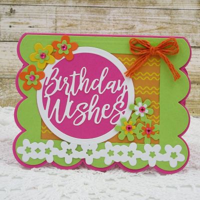 Birthday Wishes
Sizzix Flowers/Sentiments Scalloped Edge Drop-ins
TSOL papers
