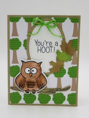 You're a Hoot
Sizzix Dotted Ovals
Sizzix Happy Thanksgiving 3-D Drop-ins Sentiments (leaves)
TSOL papers and inks
