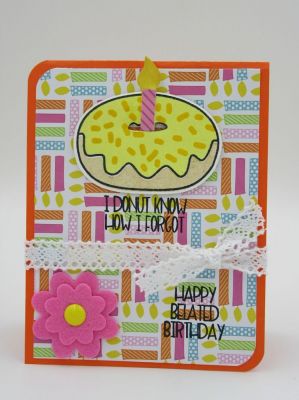 I Donut How I Forgot.. 
donuts2stamp, sayings4donuts
Sizzix Birthday Candle
Sizzix Flower Layers & Leaf Framelits Die Set
TSOL papers, felt and ink
