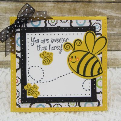 You Are Sweeter Than Honey
Sizzix Dotted Square Dies
bee4me stamp set
hives4bees stamp set
Bee Die Set
TSOL papers and ink
