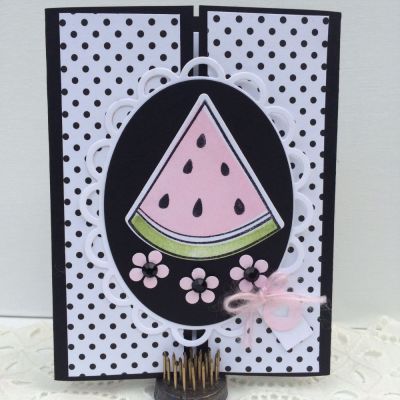 Thanks a Melon
gatefold card
Sizzix Framelits Tags and Words
inside card: you are one in a melon!
Thanks for looking:)
