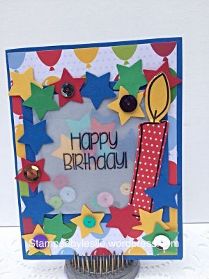 'Shake Up' a Happy Birthday
TSOL Happy Collection patterned paper
Star Dies
Thanks for looking:)
