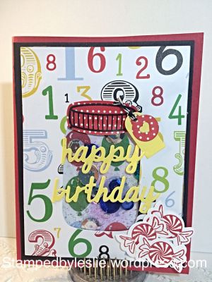 Jar Full of Birthday Wishes Gel Card
TSOL Happy Collection patterned paper 
Large Rectangle Dies 
Regal Stand-Ups Card  Die Set- happy birthday
Sizzix Tags and Words 
candy2share
Thanks for looking:)
