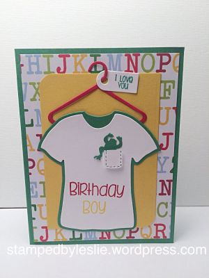 Celebrating the Birthday Boy
Large Rectangle Dies
Sizzix Tags & Words 
TSOL Happy Collection patterned paper 
Frog punch
Thanks for looking:)
