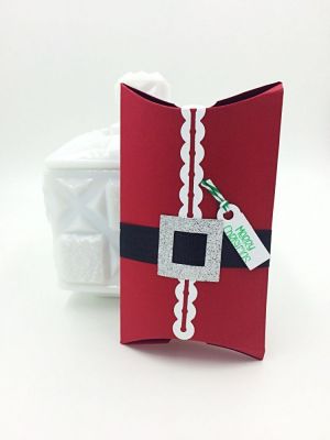 Santa Suit Pillow Box
Sizzix/SB tag die and Merry Christmas stamp
Sizzix/SB Square Die Set
Licorice Seam Binding 

