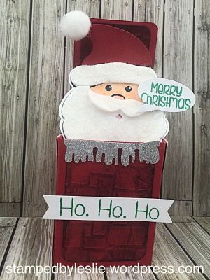 Santa Chimney Box Card
Santa2stamp, Box Card Die Set, Powdered Sugar felt,  Sizzix banner/speech die

