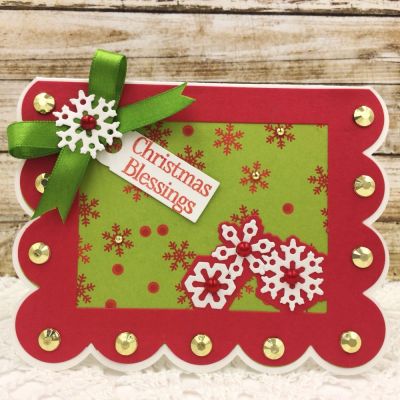 *Christmas Blessings
Sizzix Gift Drop-in, Scallop Drop-in with flowers/sentiments Card Die Set, ornamentsforChristmas, Sizzix tag die, TSOL papers and ink 
