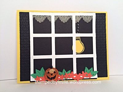Light is on for Trick or Treaters
Sizzix/Stephanie Barnard Window Die/Stamp
Oval Flip-its Die Set for flowers and greenery
Pumpkin sticker
Thanks for looking!
