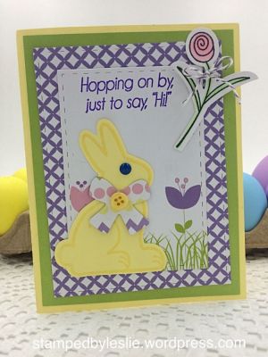 Hopping on by to say, Hi
Stitched Rectangle Dies 
Blessings Collection Patterned Paper 
Sizzix Flowers & Vase Stamp/Die Set
Thanks for looking!
