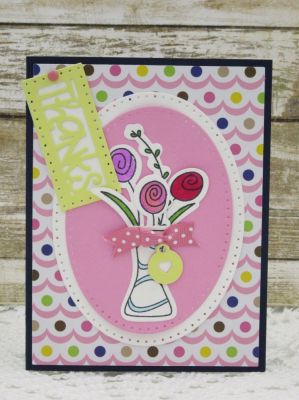 Thanks
Sizzix Dotted Ovals
Sizzix Flower and Vase Stamp /Die Set
Sixxi Dotted  Rectangles
TSOL papers and ink
Keywords: OvalDies