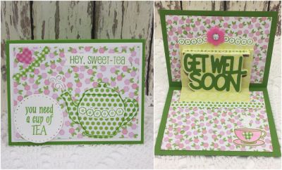 Get Well Soon
Sizzix Get Well 3-D Drop-in
tea4two stamp set
moretea4us stamp set
Tea Set Dies
Sizzix Circles, Dotted Framelits Set
TSOL papers and ink


