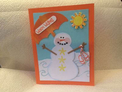 Missing summer time...
I used 3 different stamp sets to make this card.  I used snowman2 build, umbrella4you and the flipflops2stamp set.
