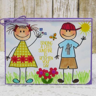 *Sending Sunshine
Kids2love, extras4kids, April 2017 Card Kit (sentiment), Friends Forever Step-Ups Card Die Set (flowers) TSOL cardstock and ink
