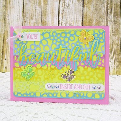 *Beautiful Inside and Out
Sizzix Flower Power Background Die, Sizzix window Stamps and Dies, TSOL papers and ink 
