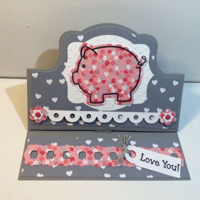 Love You
Inside card: I'm hog wild for you
Regal Stand-Up card
heart paper from Stephanie's Love Story Collection
Thanks for looking:)
