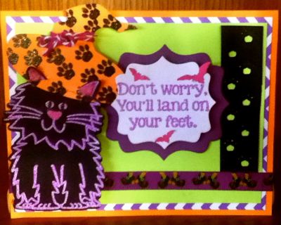 "Don't worry you'll land on your feet" Halloween kitty cat 
