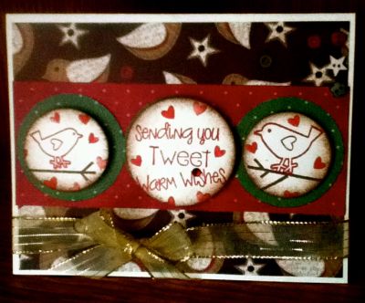 "Sending you Tweet warm wishes"
Christmas spin on birdcage2stamp with help from snowman2build stamp set
