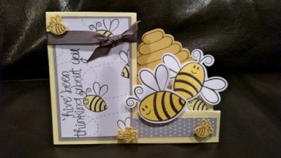 "hive been thinking about you" 
Inside has "Happy Bee-day" 
