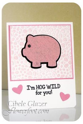 Hog Wild
CAS card using a piggy cut from felt and an inked embossing folder.
Keywords: embossing felt love valentine pig