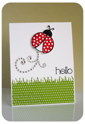 Ladybug Hello
This card uses the Lady Bug Framelit stamp and die set and the Celebrate Collection patterned paper.
