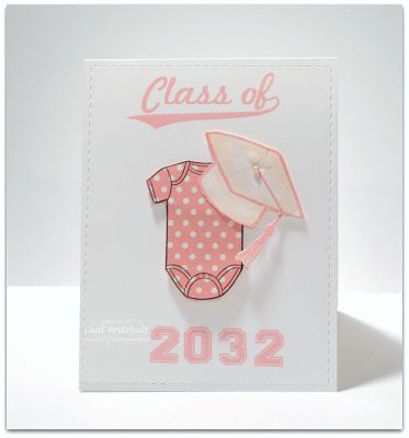 Baby Grad 
Love how this stamp set is timeless, you can even make a baby card with it 
Keywords: graduation2celebrate, minionsie2cut