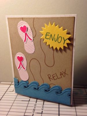 Flip flop to relax
Relaxing flip flop card to lifts spirits
Keywords: Relax enjoy, thinking of you